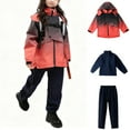 thumbnail image 2 of MKOSPLRT Kids 3-in-1 Waterproof Hooded Jacket Fleece Lined Pants Set Gradient Snow Ski Suit with Removable Liner Windproof Raincoat 3-15Y, 2 of 10