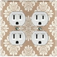 thumbnail image 1 of Metal Light Switch Plate Outlet Cover (Damask Tan 2 - Double Duplex), 1 of 2
