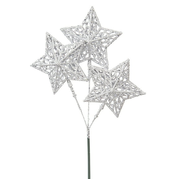 Darice Christmas Pick Stars Glitter Silver Window Box
