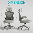 thumbnail image 2 of Ninecer Ergonomic Office Chair, Computer Desk Chair with Wheels, High Back Mesh Office Chair with Adjustable Lumbar Support, Headrest, Flip-Up Armrests, Gray, 2 of 6