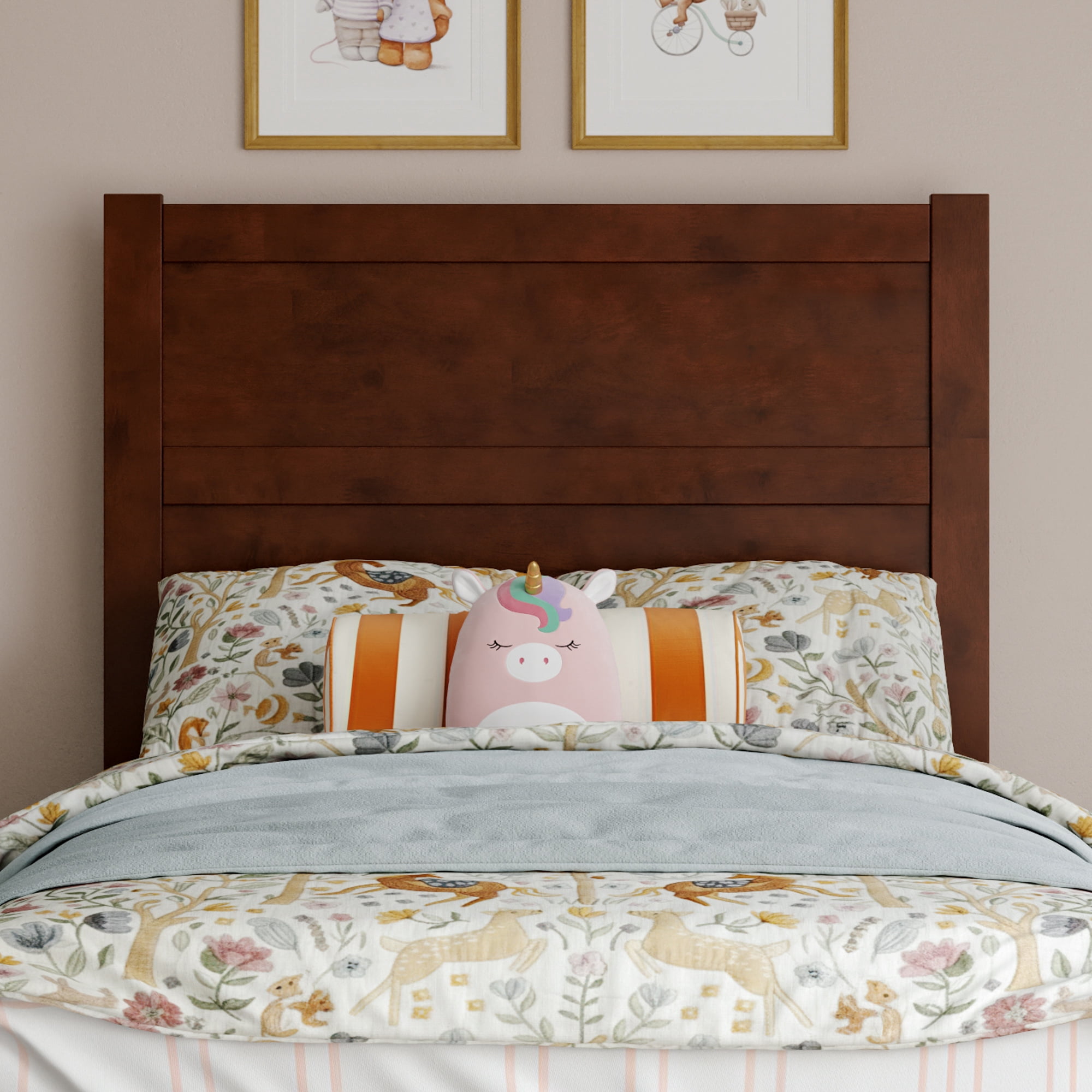 AFI Aveline Twin Modern Panel Wood Headboard, Walnut