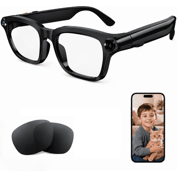 AI Smart glasses with 8MP Camera Glasse,1080P HDVideo Recording Glasses for Women & Men,Real-Time Translation,AI Voice Assistant,Open-Ear Audio for Travel, Meetings & Vlogging