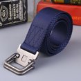 thumbnail image 3 of Men Belt Dual Alloy Buckle All-match Adjustable Webbing Belt Canvas Web Belt, 3 of 10
