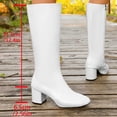 thumbnail image 5 of HAPIMO Women Knee High Boots Square Toe Block Heel Straight Shaft Faux Leather Upper For Evening Gathering And Urban Fashion Outfits White 39, 5 of 6