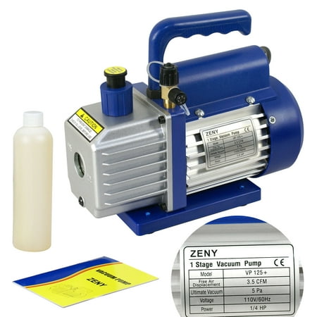 Zeny 3,5 CFM Single-Stage 5 Pa Rotary Vane Vacuum Pump 1/4HP Air Conditioner Refrigerant HVAC Air Tool R410a 1/4