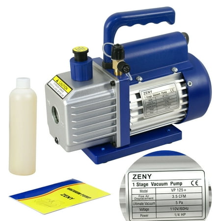 Air Powered Vacuum Pump - Zeny 3,5 CFM Single-Stage 5 Pa Rotary Vane Vacuum Pump 1/4HP Air Conditioner Refrigerant HVAC Air Tool R410a 1/4