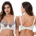 thumbnail image 3 of Curve Muse Womens Plus Size Minimizer Underwire Unlined Bra with Embroidery Lace-2Pack-BUTTERMILK,ORCHID TINT-46D, 3 of 7