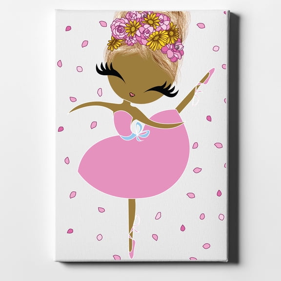 Ballerina Dancing in Flower Petals - 8" x 10" - Decorative Canvas Wall Art - White Edge - 5/8" Gallery Wrapped
