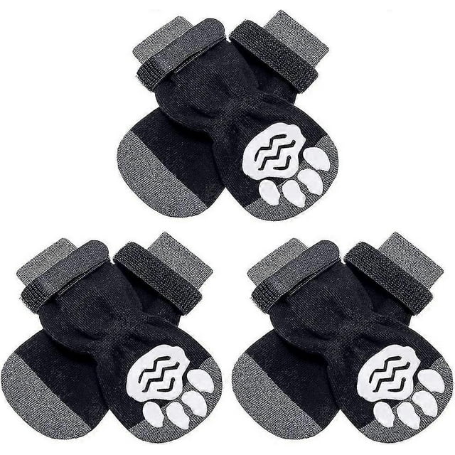 Anti-slip Dog Socks With Strap 3 Pairs - Dogs Cats Paw Protector With Rubber Sole Traction