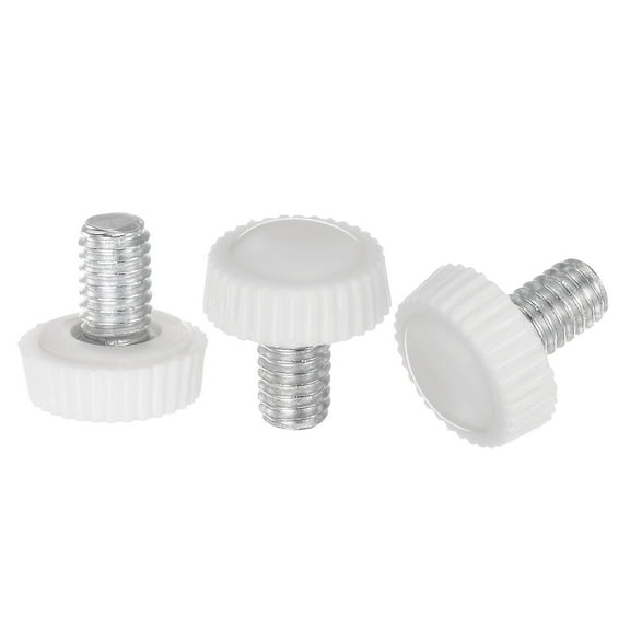 Uxcell 20 Packs M6 x 9mm Metric Male Thread Knurled Knobs Thumb Screw Clamping Knobs Grip White