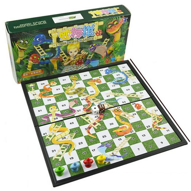Folding Snakes and Ladders Set Plastic Board Game Kids