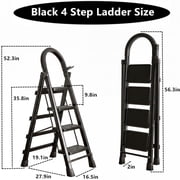 4 Step Lightweight Folding Step Ladder steel Step Stool with Widened Anti-Slip Strip Pedal Convenient Handgrip,Multi-use for Household and Office