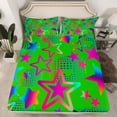 thumbnail image 2 of Feelyou Cartoon Stars Print Full Size Sheets for Teens, Kawaii Love Heart Bed Sheets, Green Pink Graffiti Sheet Sets, Breathable Home Decor, 4 Pieces, 2 of 7