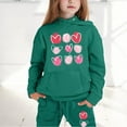 thumbnail image 2 of Girls Hooded Tracksuit 2PC Kids Pullover Sweatshirt Heart Graphics Boys Hoodies Jogging Pants Set 2 Pieces Sweatsuit for Age 2-13 Years Outfits(140 8-9 Years,Green), 2 of 6