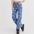 thumbnail image 6 of LWavelet Womens Heart Printed Wide Leg Jeans High Waisted Daily Casual Denim Pants Blue XL, 6 of 6