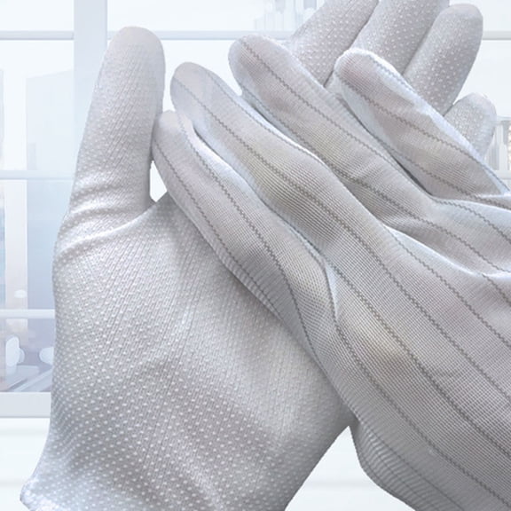 FENGGUIQU 10Pairs White Anti Static Gloves Protective Work Gloves for Electronics Assembly Repair