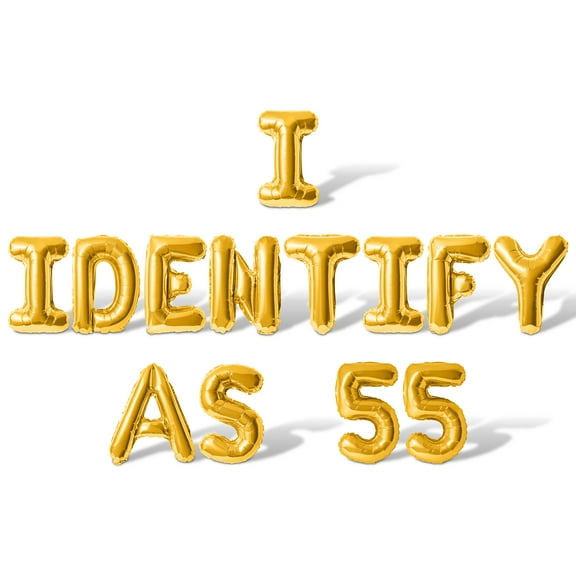 Letter Balloons - I IDENTIFY AS 55 16" Inch Alphabet Letters Foil Mylar Balloon 55th Birthday Party Banner (Gold)