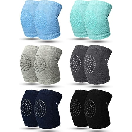 6 pairs Unisex Baby Infant Toddler Knee pads for Crawling Soft Elastic Knee Elbow Brace pads Cap Anti-slip Crawling Safety Protector Cushion Leg Sleeve Warmers