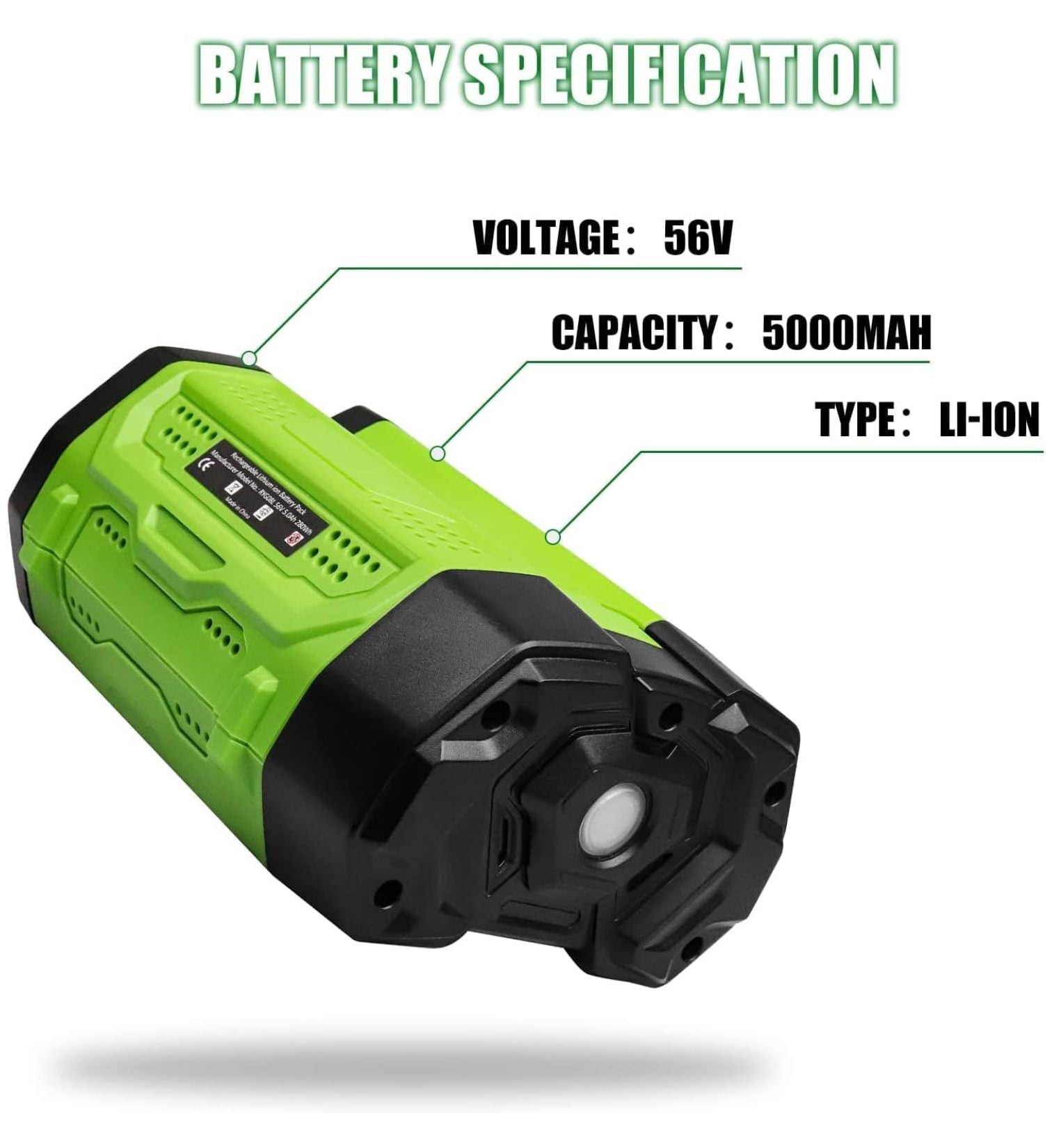 5000mAh EGO Battery Replacement - 56V Lithium Battery Compatible with EGO BA2800T, BA2800, BA1400, BA4200 Power Tools - Black