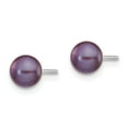 thumbnail image 2 of 14k White Gold 5-6mm Black Button Freshwater Cultured Pearl Stud Post Earrings, 2 of 3