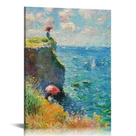 JEUXUS Vintage Claude Monet Poster Famous Water Lilies Canvas Wall Art Cliff Walk At Pourville Print Painting Botanical Floral Pictures Wall Decor for Living Room Bedroom 3 Set