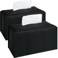 thumbnail image 1 of HAHDAXIA 2Pcs Tissue Box Cover Holder, Rectangular with Bottom Belt - PU Leather Tissue Cover Decorative Organizer for Tabletop, Bathroom, Car, Office,9.5X5X5 Inch - Black, 1 of 6