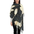 thumbnail image 3 of Honeii Golden Lotus Print Scarf Oversized Scarf Tassel Fall Winter Thick Scarf Warm Shawl Women,Women's Scarves & Wraps, 3 of 8
