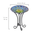 thumbnail image 3 of SOLAR GLASS PEACOCK FEATHERS BIRD BATH WITH STAND, 3 of 3