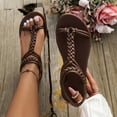 thumbnail image 5 of Dakaela Women's Flat Sandals Open Toe Braided Slingback Thong Sandal Slip on Gladiator Summer Shoes, 5 of 9