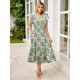thumbnail image 2 of Vestido BerryGo Floral Maxi de manga larga viscosa verde XL para mujer, 2 of 5