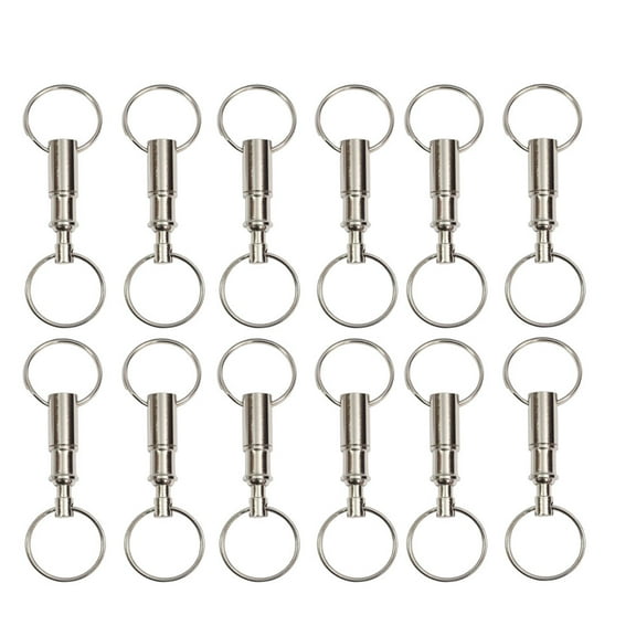 HEMOTON 12Pcs Metal Quick Release Key Chains Dual Key Rings