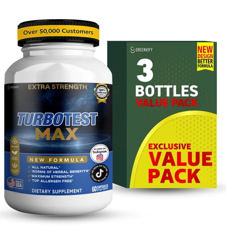 GreenVify Turbotest Max Men’s Vitality Support Supplement – Supports Energy, Strength & Daily Performance