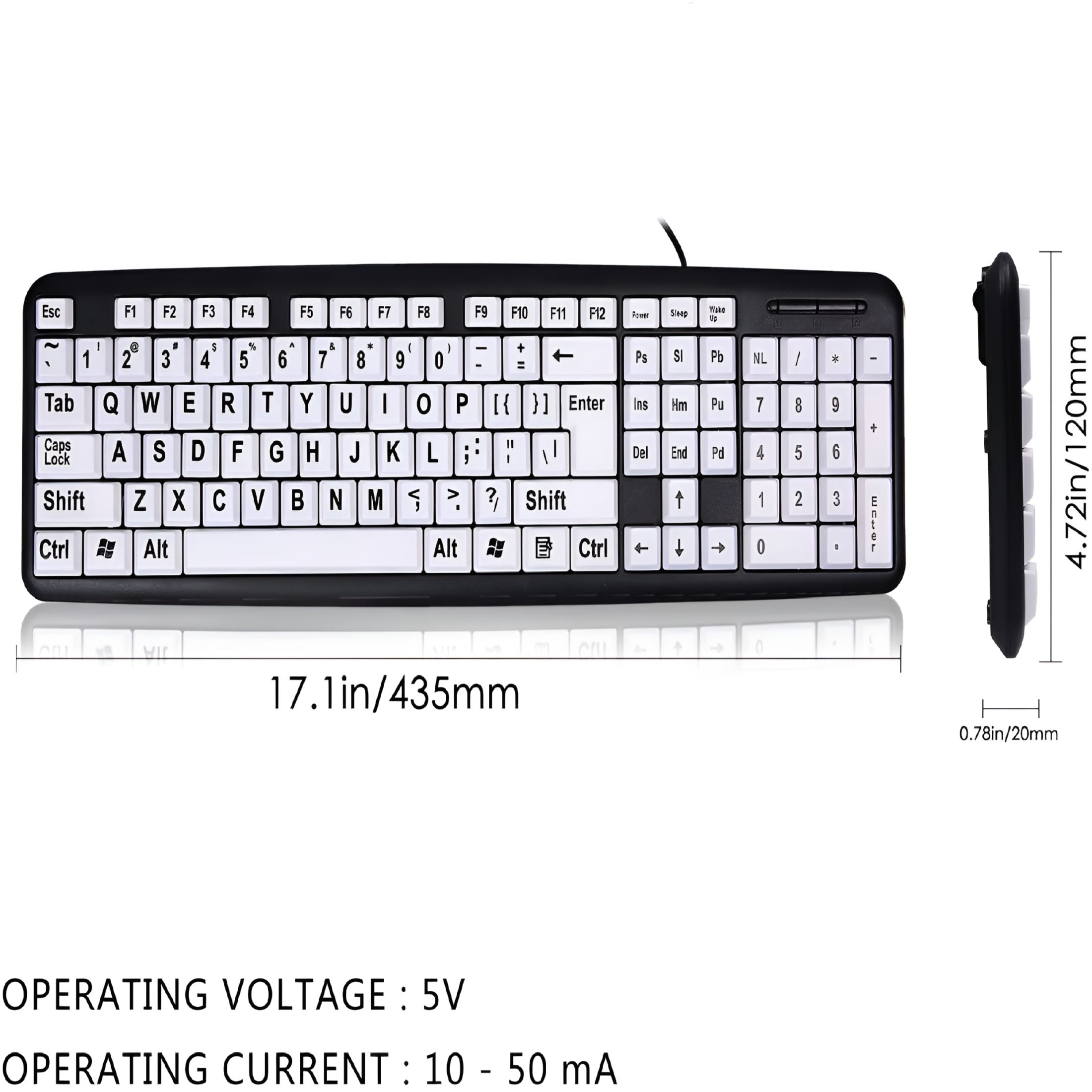 GJX 2026 New Large Print Wired Keyboard-Enhanced Visibility for Low Vision Individuals for Office,Home,Typing,Study,Computer Use