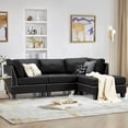 thumbnail image 4 of YODOLLA 88.6" Sectional Sofa with Ottoman, L Shape Tufted Living Room Couch with Chaise - Black, 4 of 10