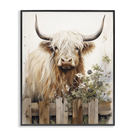 Stupell Industries Rustic Lodge Cattle & Garden Fence Black Framed Giclee Art, 11 x 14, by Arlington Prints