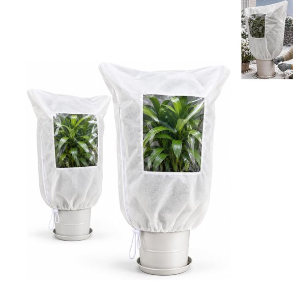 ALOEWXXR 2 Pcs Tree Covers Freeze Protection, Reusable Winter Plant Frost Covers with Drawstring and Window