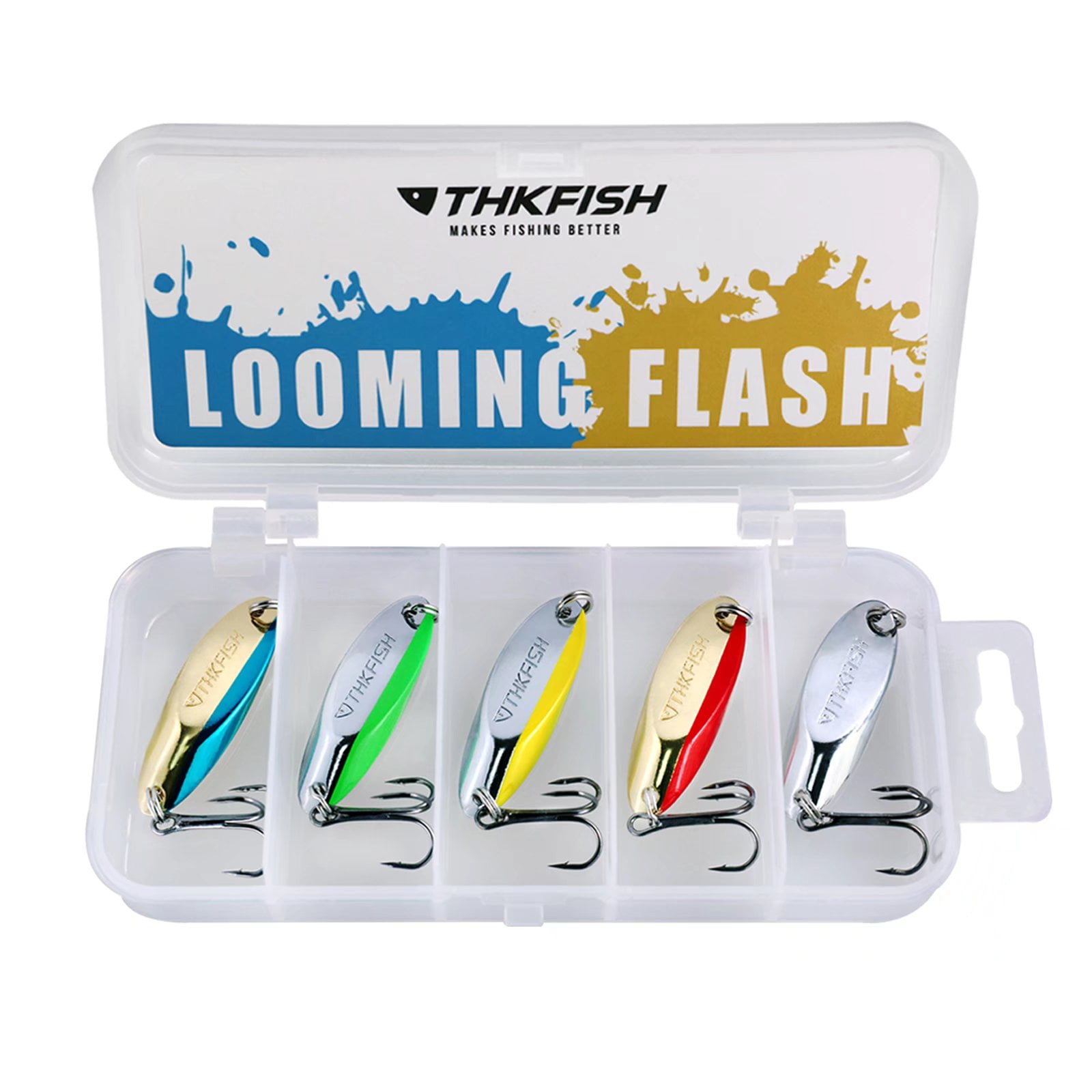 THKFISH Fishing Lures Trout Lures Fishing Spoons Lures for Trout Pike Bass  Crappie Walleye Color B 1/4oz 5pcs 