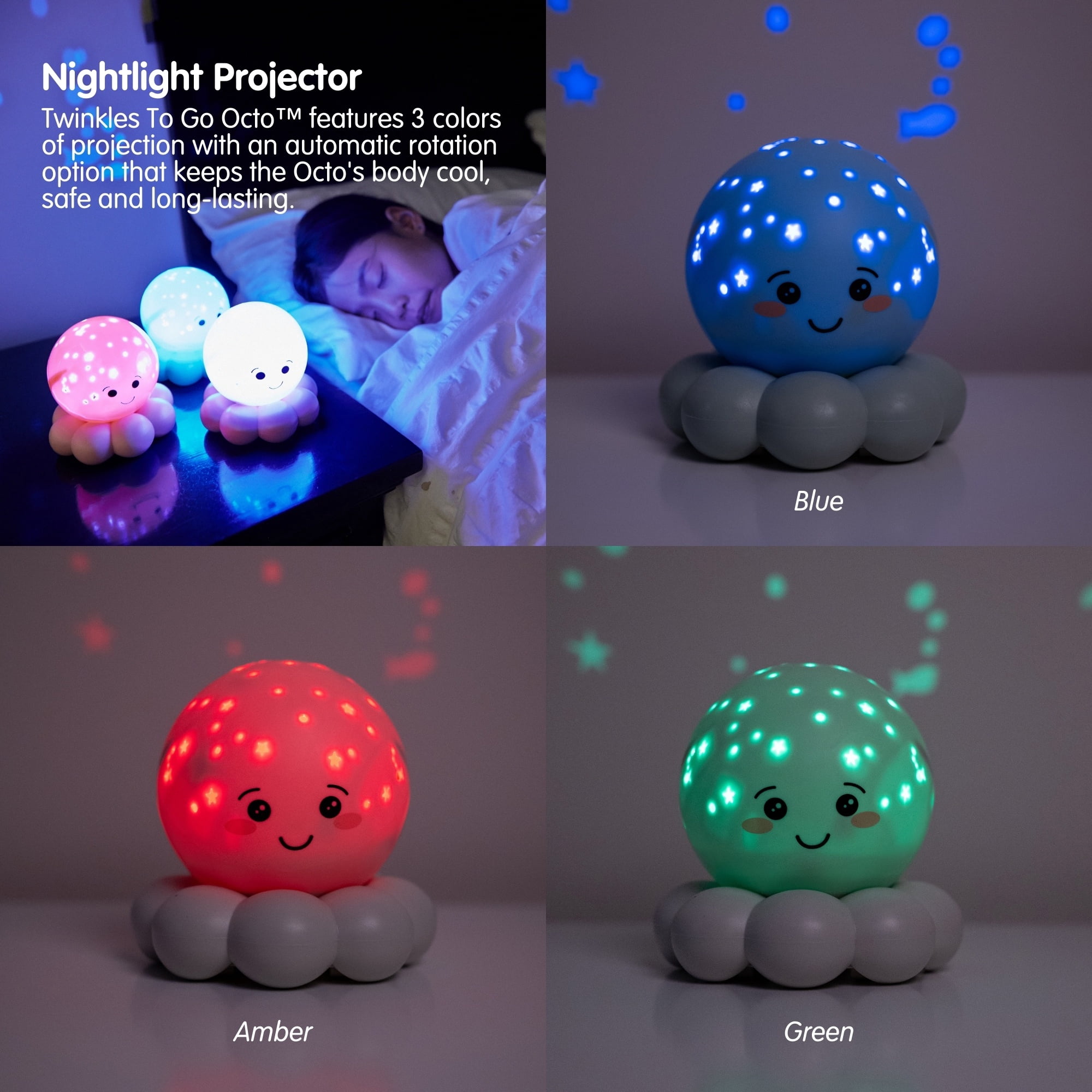 Cloud B Twinkles To Go Octo Projector Nightlight Toy - Grey