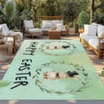 thumbnail image 2 of Teal Green Easter Outdoor Rug for Patio/Deck/Porch, Non-Slip Large Area Rug 3 x 5 Ft, Spring Bunny Eucalyptus Leaves Indoor Outdoor Rugs Washable Area Rugs, Reversible Camping Rug Carpet Runner, 2 of 8
