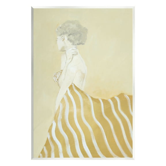 Stupell Industries Woman in Stripes Painting Beauty & Fashion Painting Unframed Art Print Wall Art, 10 x 15