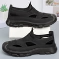 thumbnail image 4 of pwidon Men's Closed Toe Mesh Hiking Sandals Slip On Non Slip Thick Rubber Sole Outdoor Summer Walking Shoes Black 44, 4 of 6