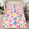 thumbnail image 2 of jejeloiu Kawaii Heart Print Twin Sheet Set (3-Piece) Valentine Graffiti Love Microfiber Decor, 2 of 7