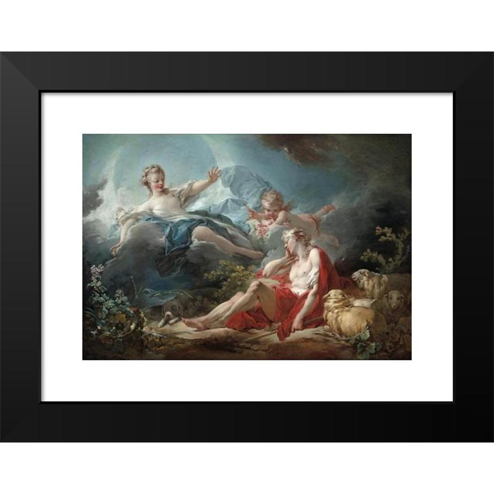 Jean-Honoré Fragonard 14x11 Black Modern Framed Museum Art Print Titled - Diana and Endymion (C. 1753-1756)
