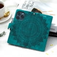 thumbnail image 3 of Flip Case for iPhone 16 Pro, Totem Embossed Flowers Premium PU Leather Wallet Folio Cover with Card Holder Kickstand Compatible with iPhone 16 Pro - Green, 3 of 14