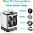 thumbnail image 3 of Mini Air Conditioner Fan, Portable Air Cooler Humidifier Desktop Spray Cooling Fan Personal Evaporative Air Cooler with 480ml Water Tank | 3 Wind Speed | 7 Colors LED Light , for Home Room Office, 3 of 6