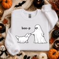 thumbnail image 2 of Unisex Boo-p Ghost Dog Halloween Fall Minimalist Aesthetic Cute Cottagecore Crewneck Sweatshirt, 2 of 7
