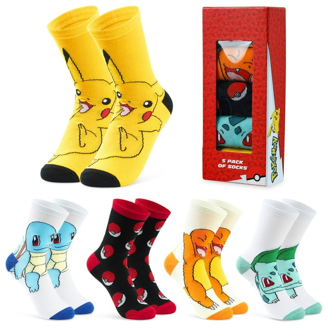 Calcetines de Pokémon Pikachu para niños y niñas, 4,5 a 7,5 pulgadas