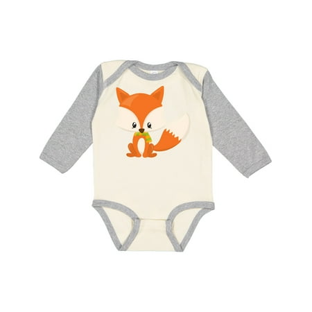 

Inktastic Cute Fox Wearing A Scarf Orange Fox Little Fox Gift Baby Boy or Baby Girl Long Sleeve Bodysuit