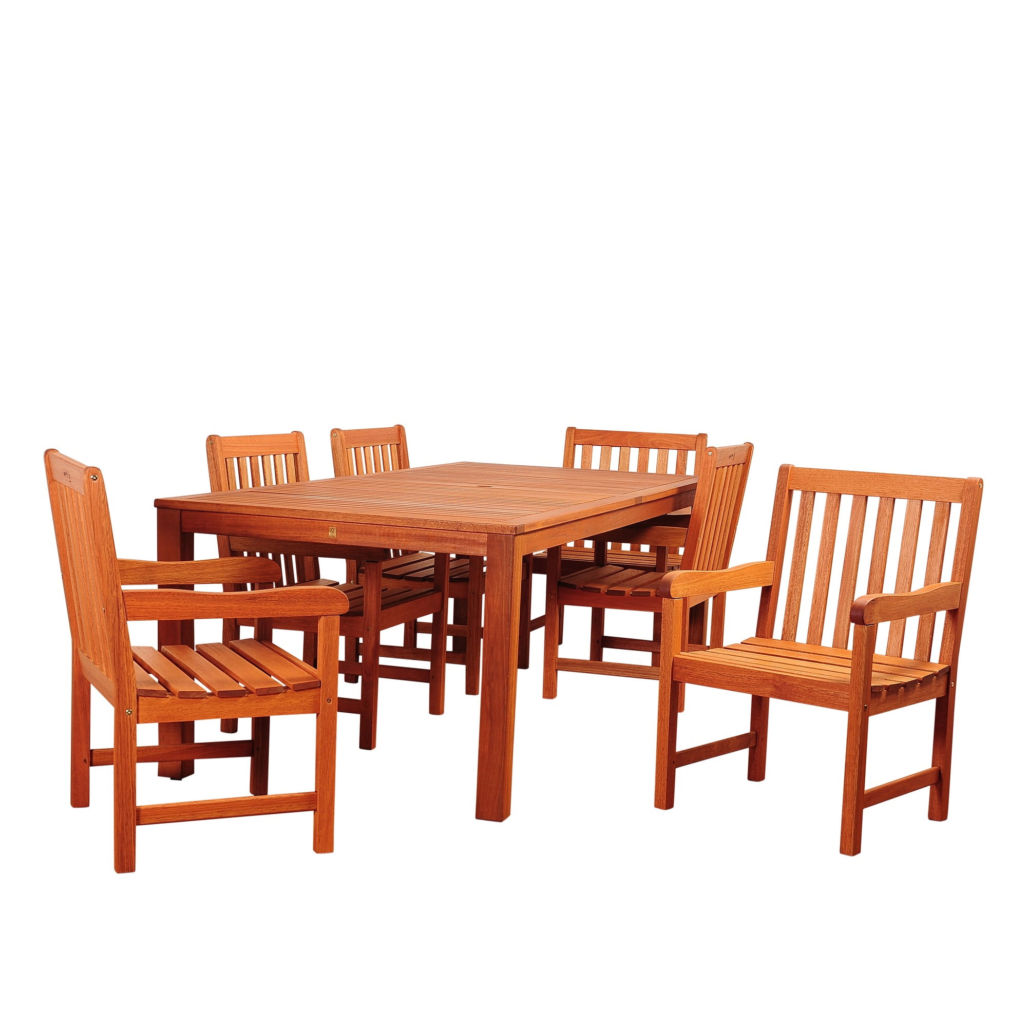 7Piece Brown Bristol Eucalyptus Rectangular Outdoor Furniture Patio