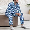 thumbnail image 7 of Honeii Blue Butterflies Pattern Mens Pajamas Set,2pcs Men's Lounge Long Sleeve Sleep Shirt and Pajama Bottoms Sleepwear Set,Mens Pjs Sets-Small, 7 of 7